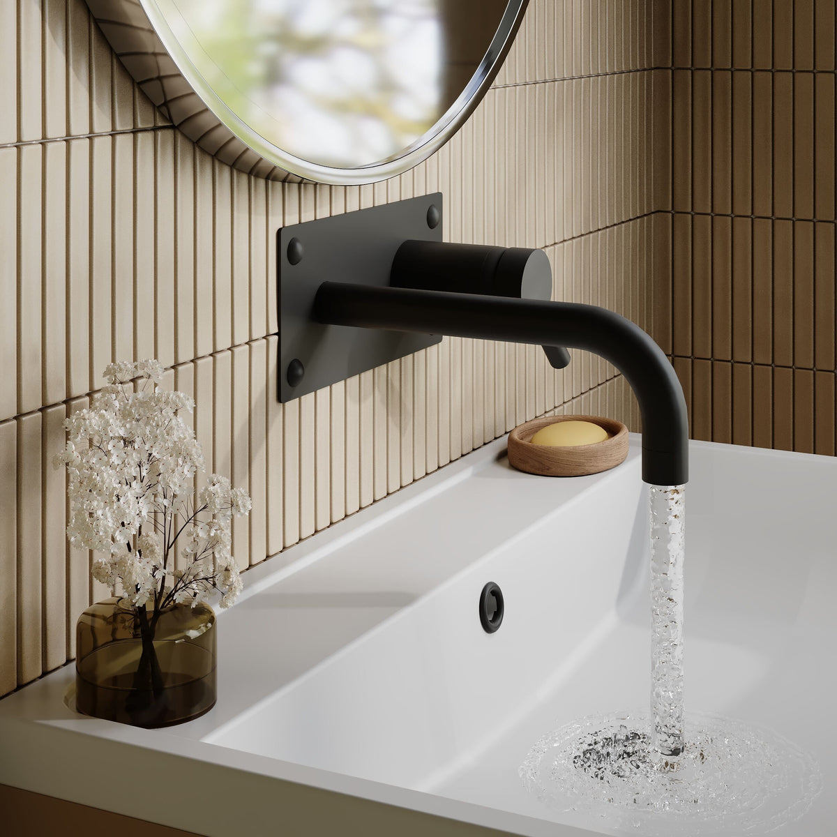 Meander Tec Single Lever Wall Mounted Basin/Bath Filler Tap