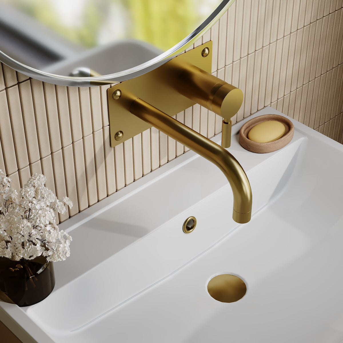 Meander Tec Single Lever Wall Mounted Basin/Bath Filler Tap