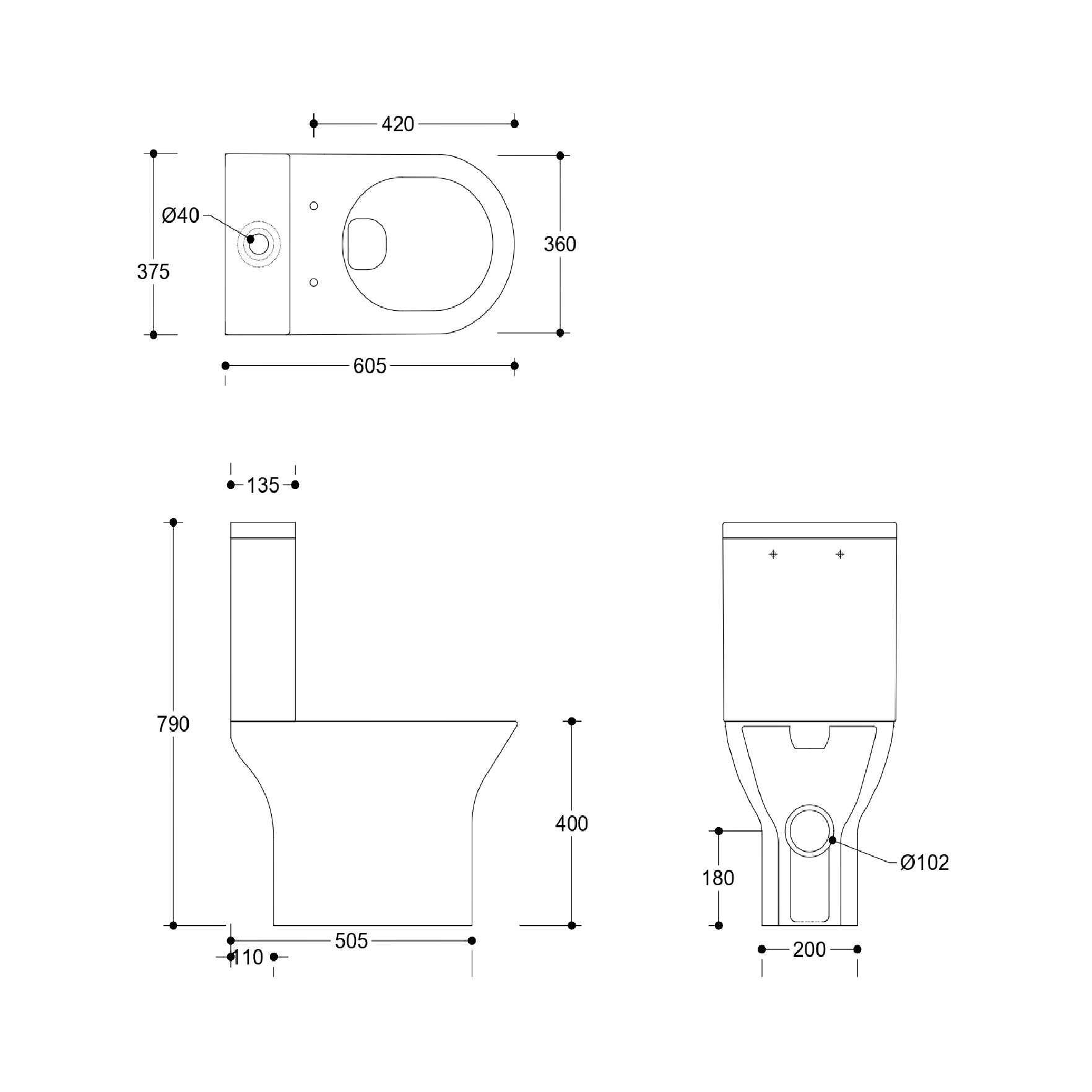 Palma Close Coupled Toilet with Cistern & Soft Close Seat Options - White