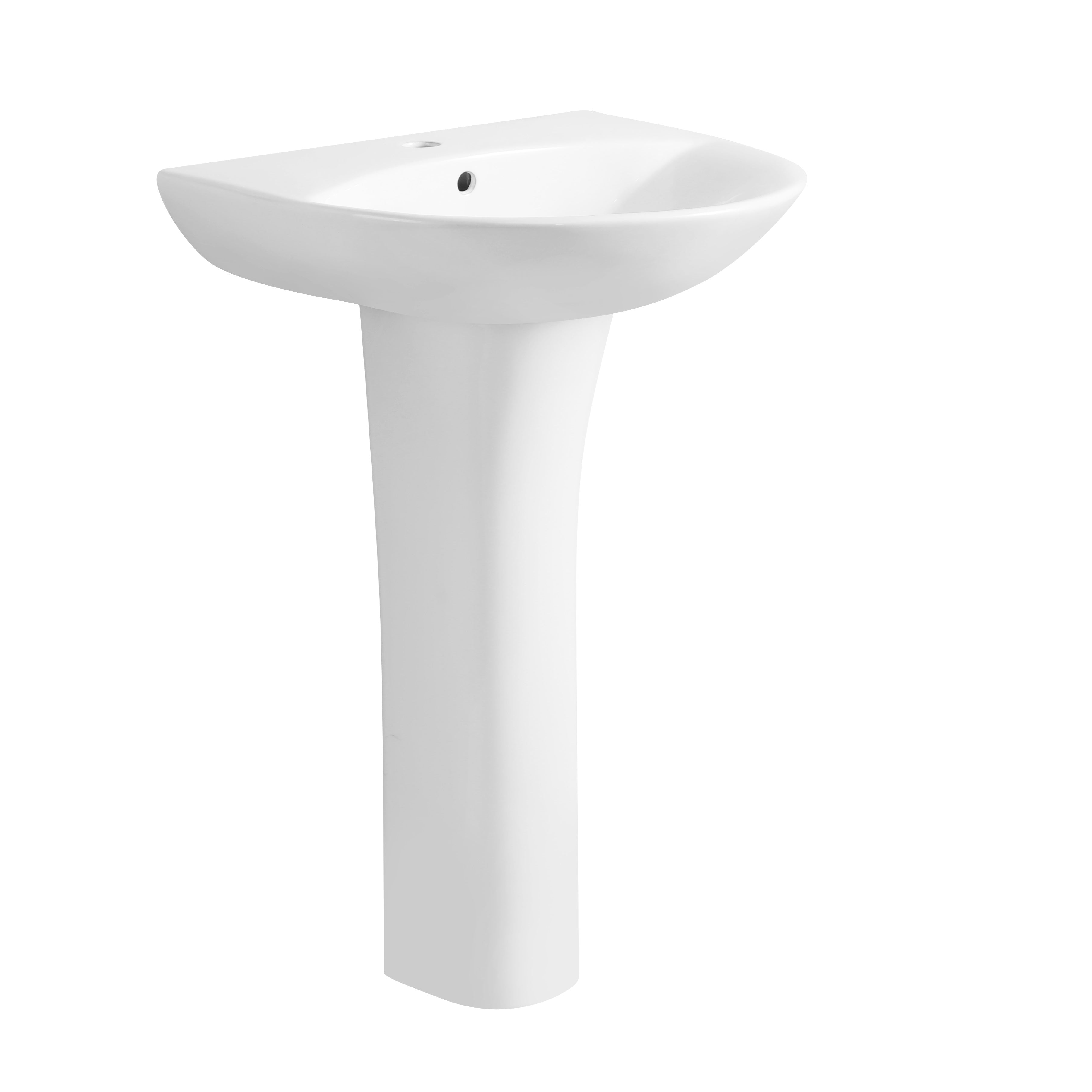 Palma Round Basin with Full Pedestal - 1 TH - White