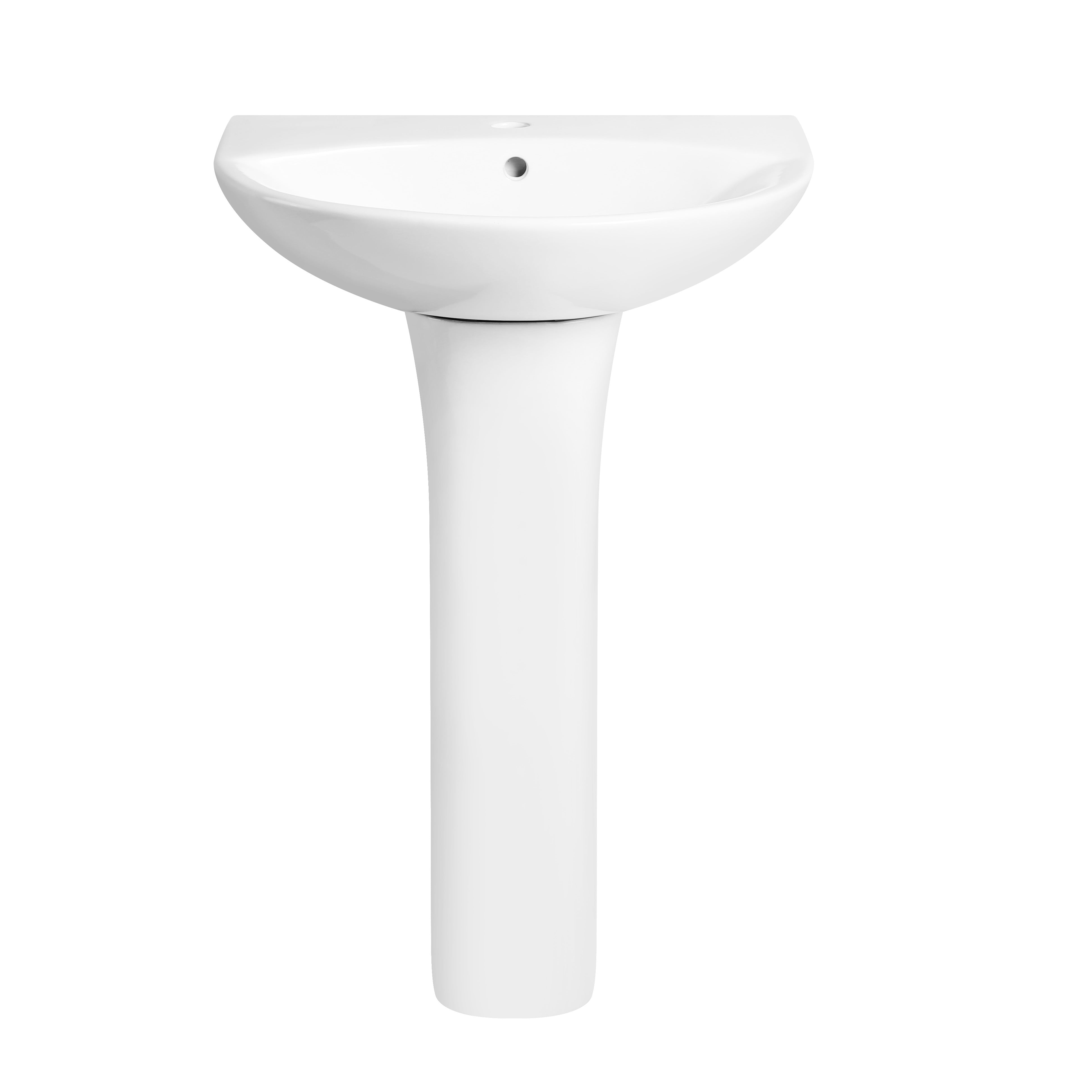Palma Round Basin with Full Pedestal - 1 TH - White