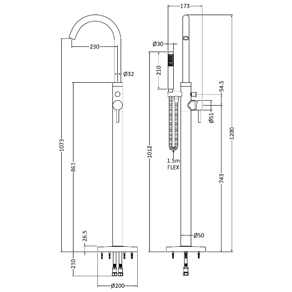 Meander Single Lever Freestanding Bath Shower Mixer Tap