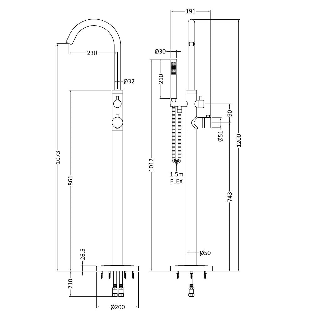 Meander Single Lever Freestanding Bath Shower Mixer Tap - Chrome