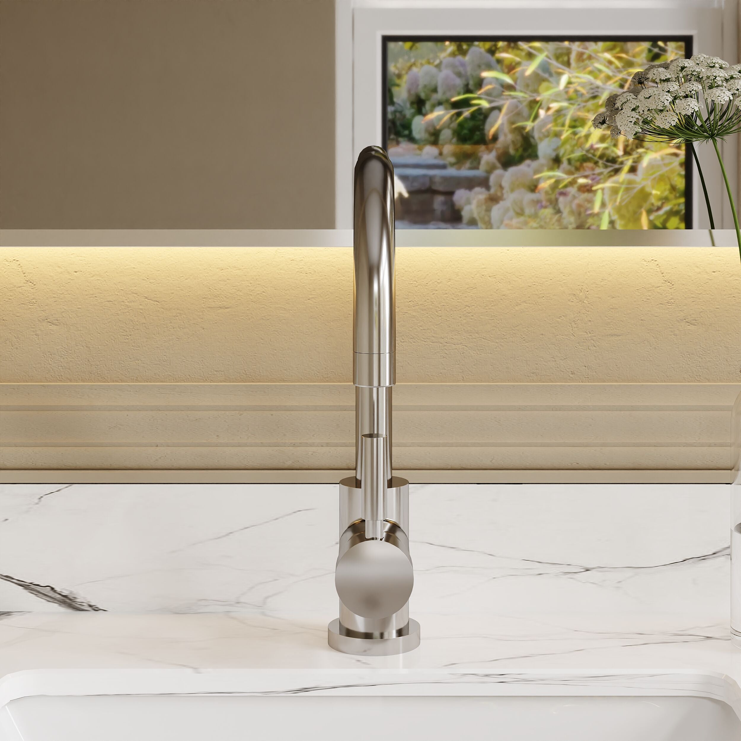 Meander Tec Single Lever Side Action Mono Basin Mixer Tap with Waste