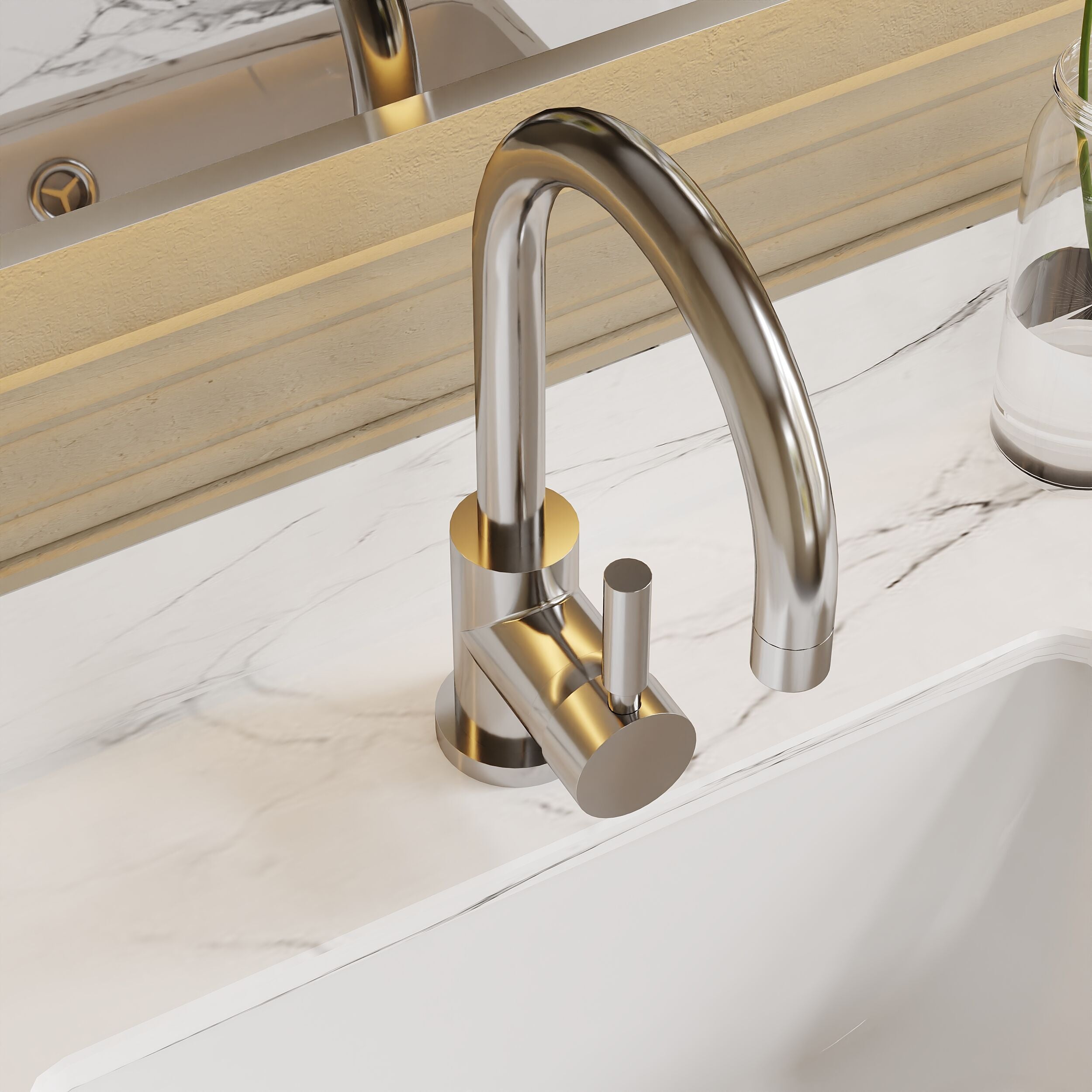 Meander Tec Single Lever Side Action Mono Basin Mixer Tap with Waste