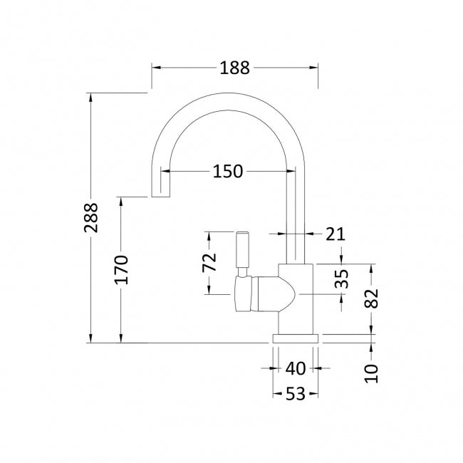 Meander Tec Single Lever Side Action Mono Basin Mixer Tap with Waste