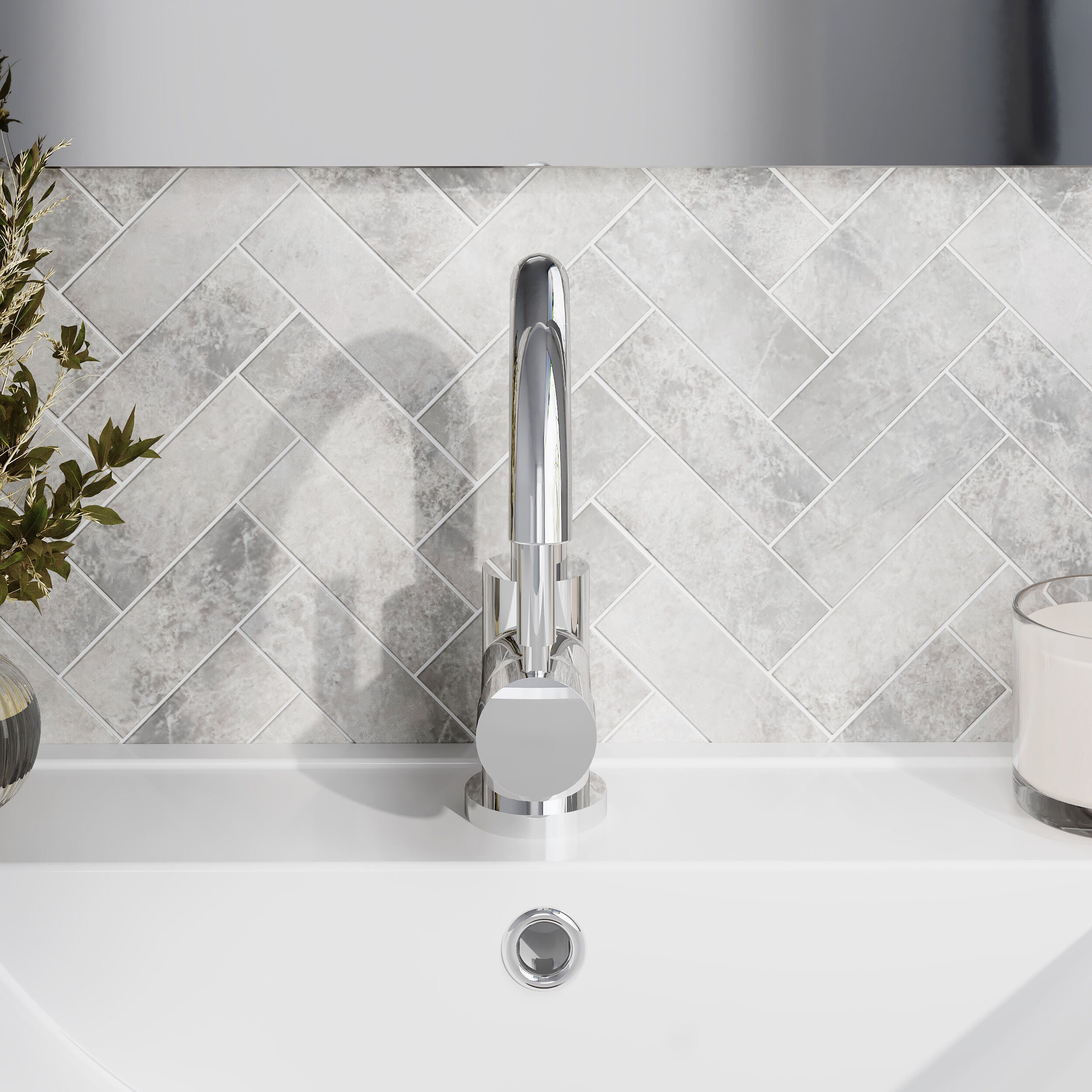 Meander Tec Side Action Mono Basin Mixer Tap with Push Button Waste - Chrome