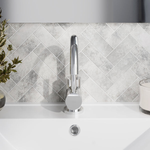 Meander Side Action Mono Basin Mixer Tap with Push Button Waste - Chrome