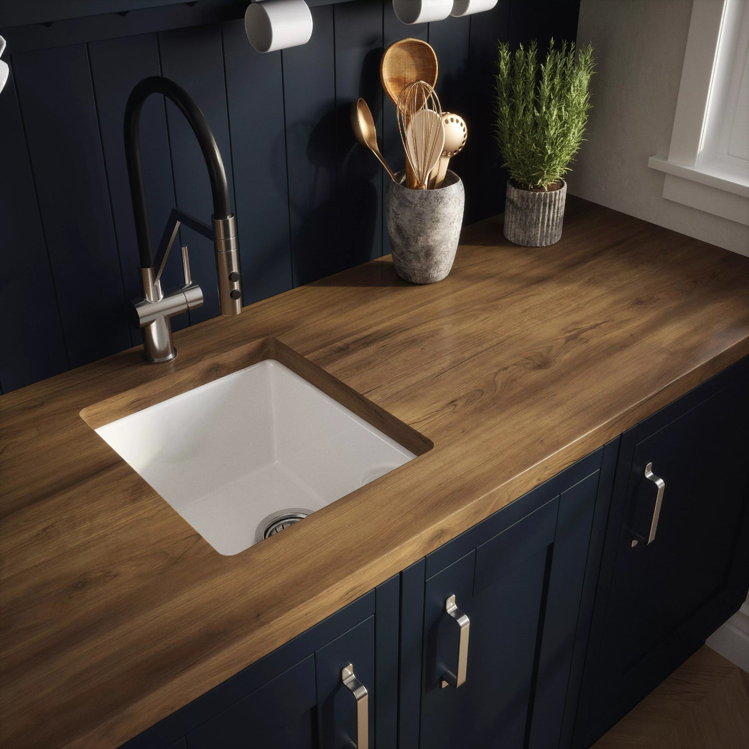 Nuie 457mm Single Bowl Square Inset Sink With Central Waste And Overflow