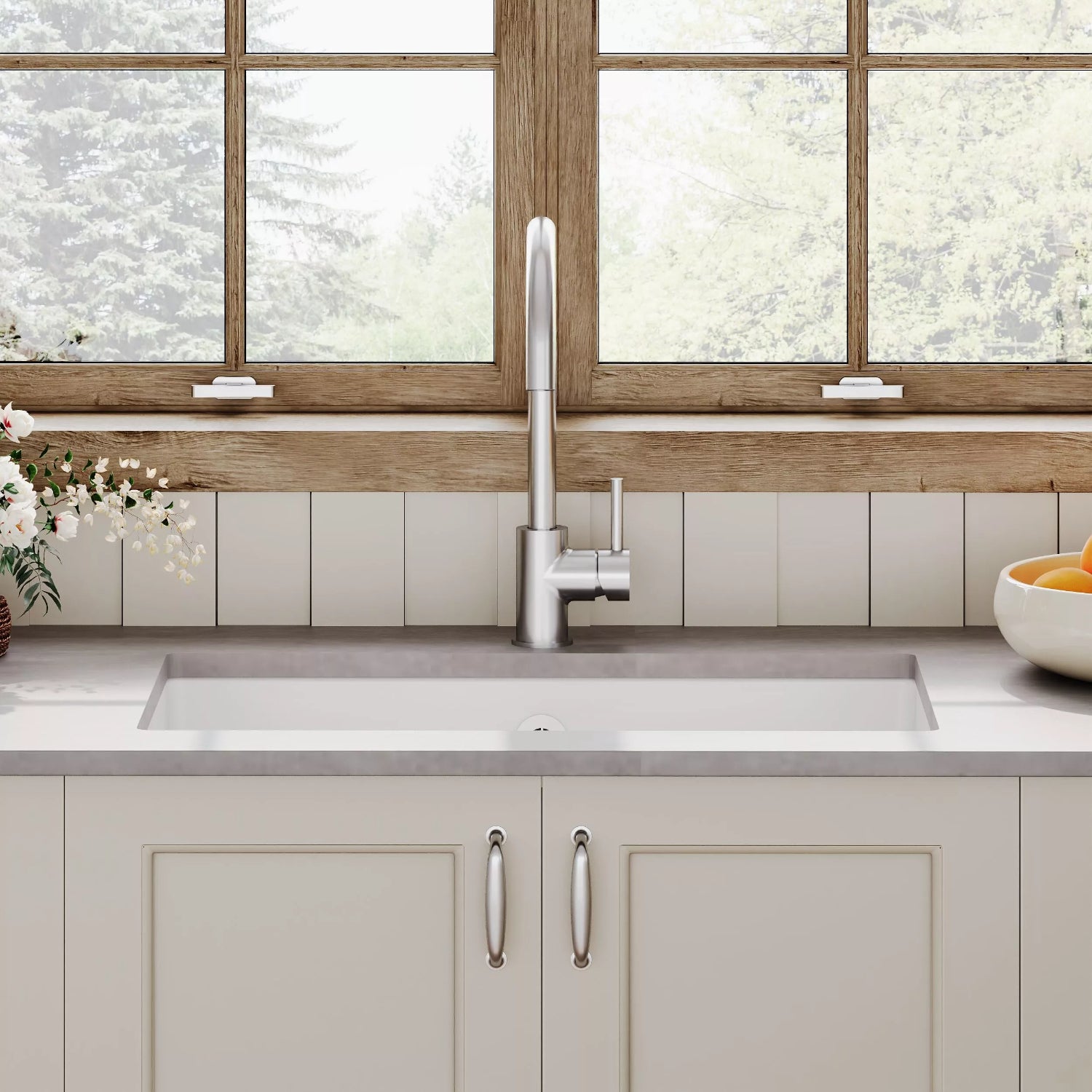 Nuie Single Bowl Rectangular Inset Sink With Central Waste And Overflow - White