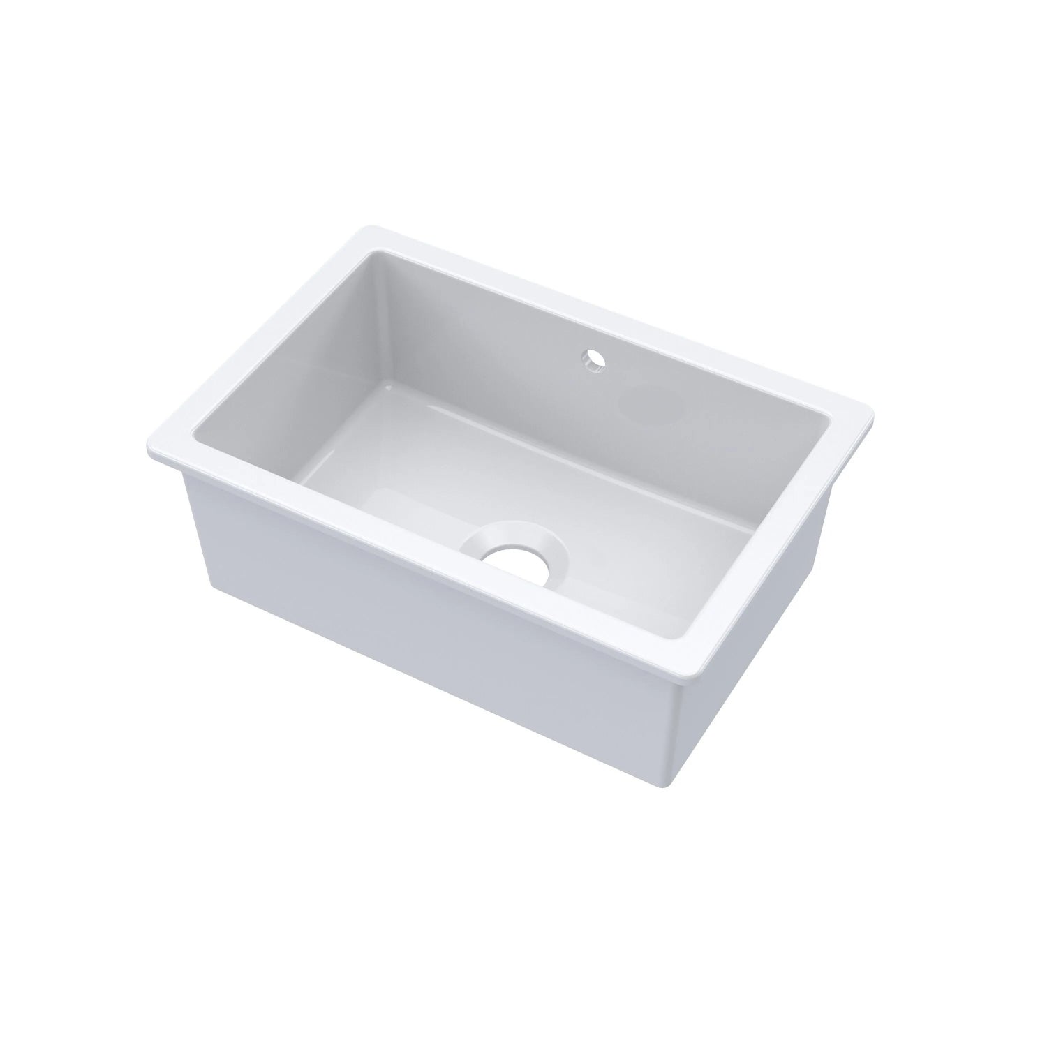 Nuie Single Bowl Rectangular Inset Sink With Central Waste And Overflow - White
