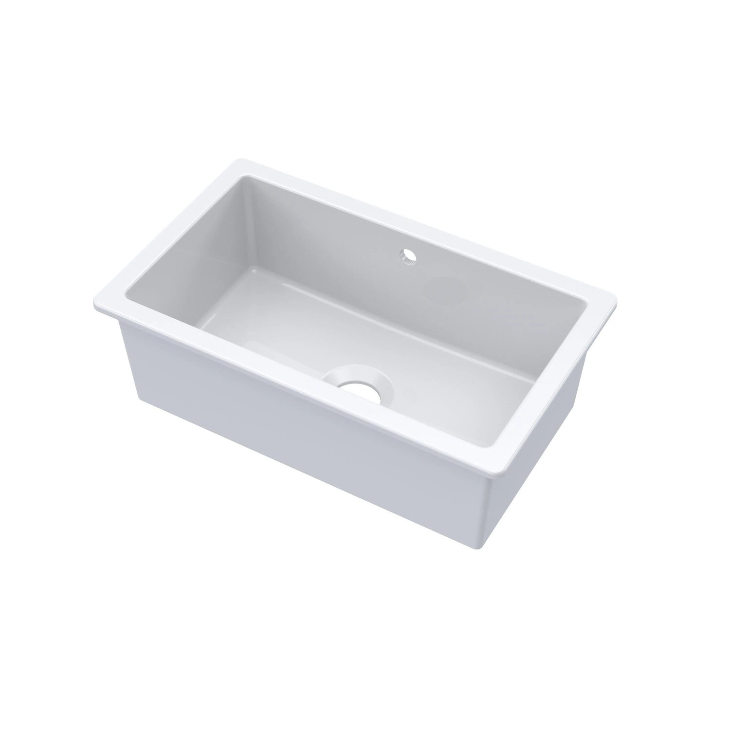 Nuie Single Bowl Rectangular Inset Sink With Central Waste And Overflow - White
