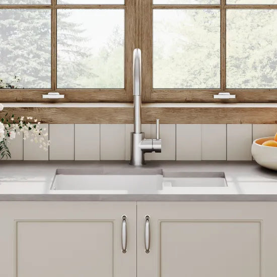 Inspire 579mm 1.25 Bowl Rectangular Inset Sink - White