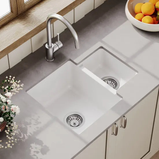 Inspire 579mm 1.25 Bowl Rectangular Inset Sink - White