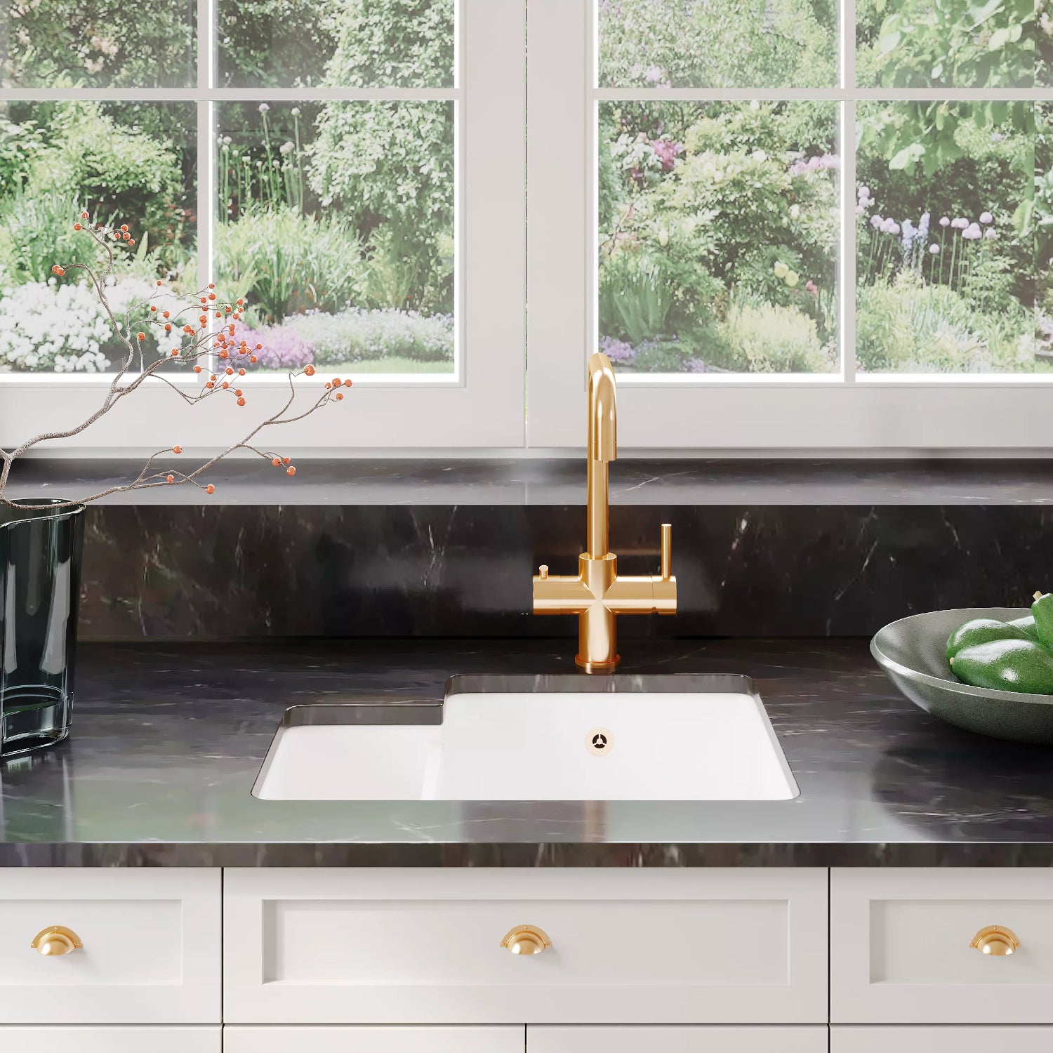 Nuie 579mm 1.5 Bowl Rectangular Inset Sink - White