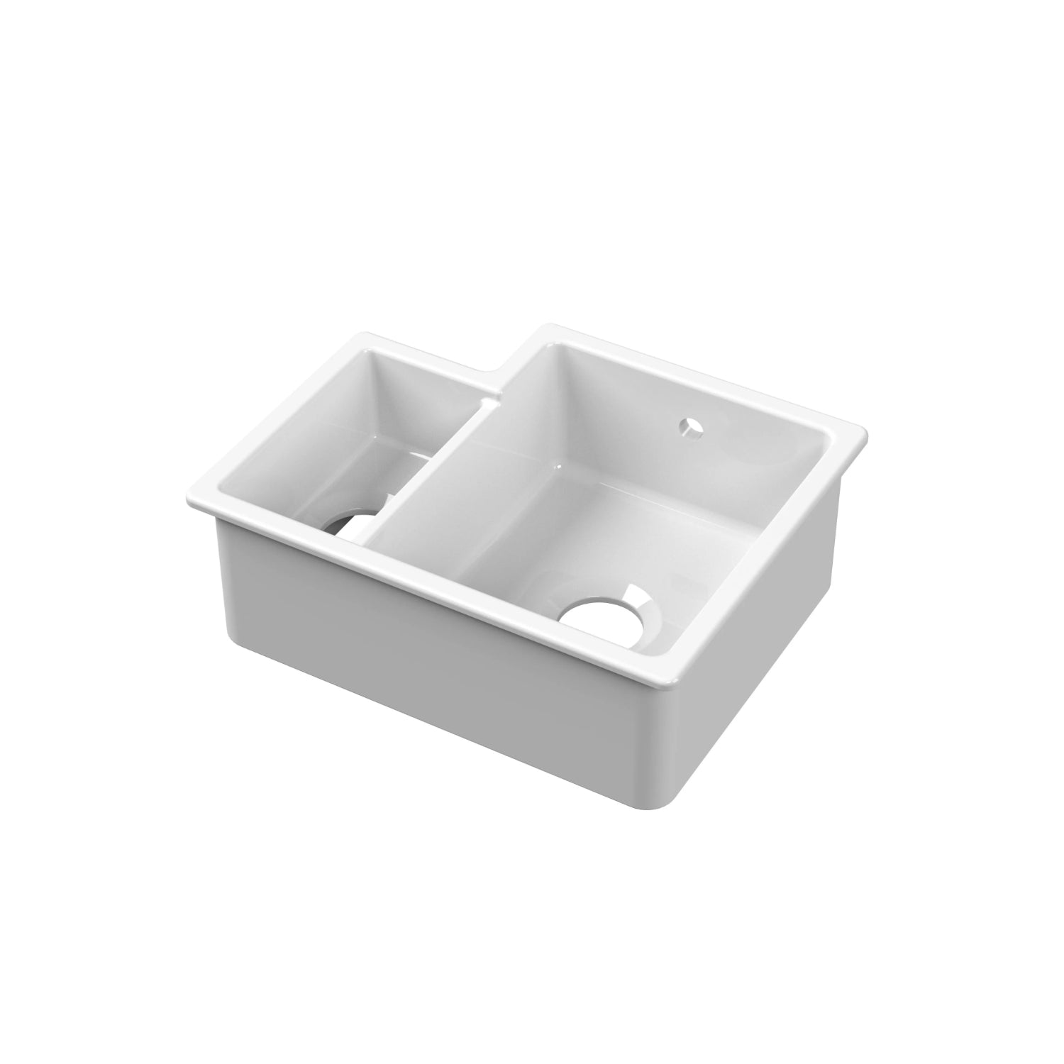 Nuie 579mm 1.5 Bowl Rectangular Inset Sink - White