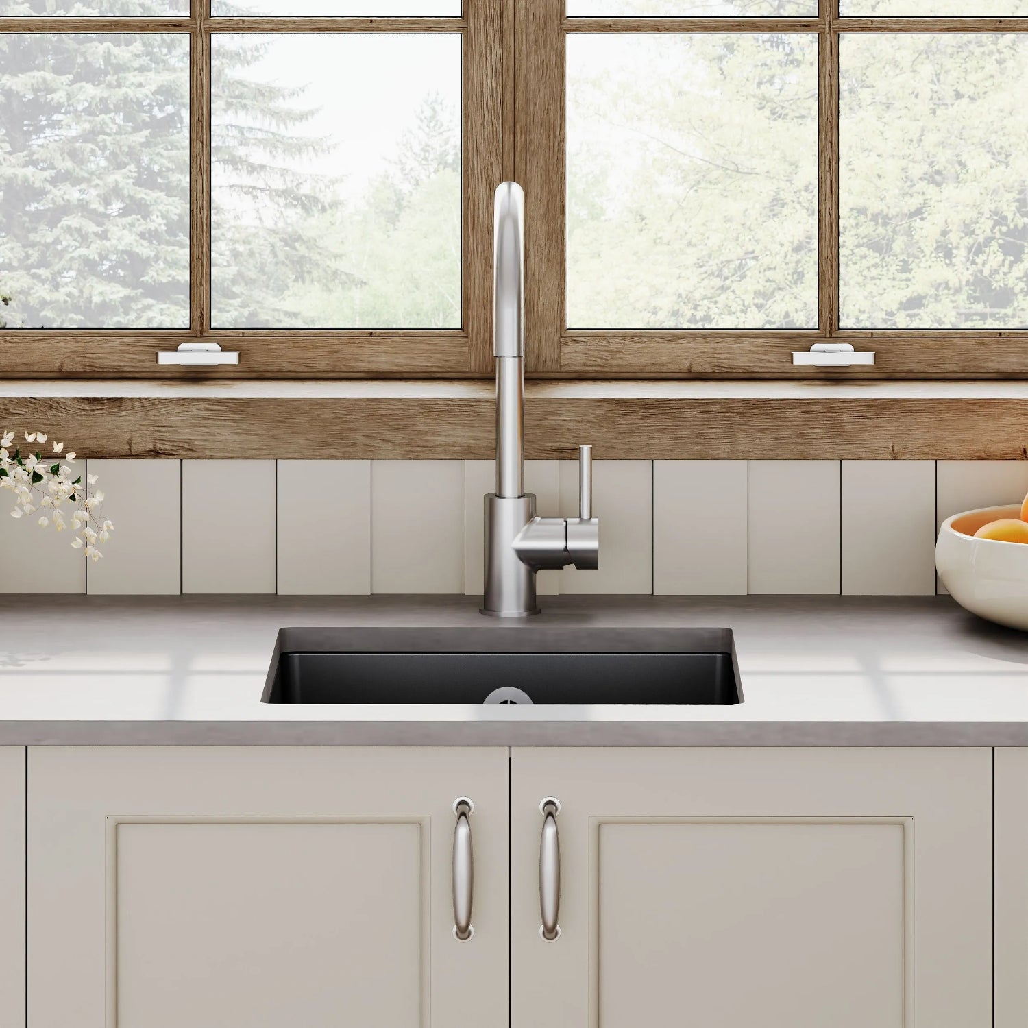 Nuie 457mm Single Bowl Square Inset Sink With Central Waste And Overflow