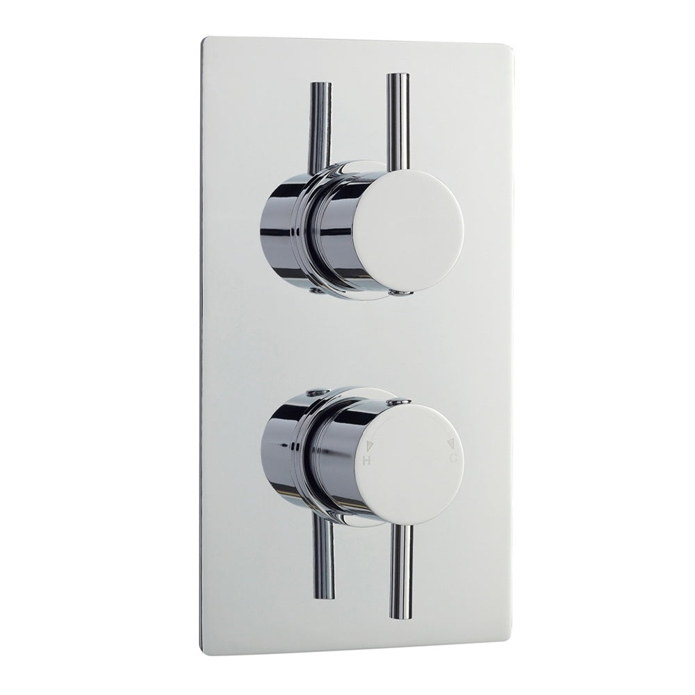 Knurl 2 Outlet Rectangular Concealed Shower Valve With Diverter - Chrome