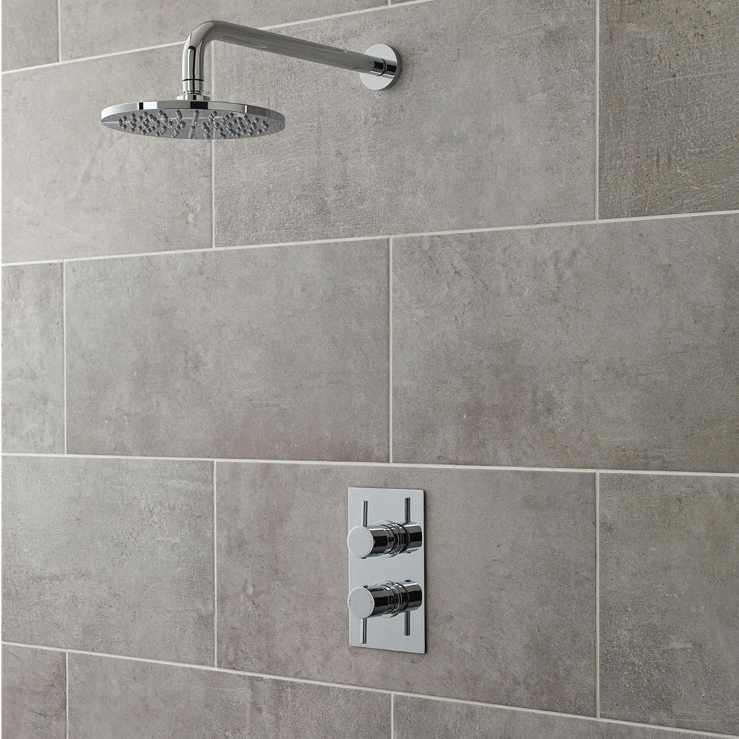 Knurl 2 Outlet Rectangular Concealed Shower Valve With Diverter - Chrome