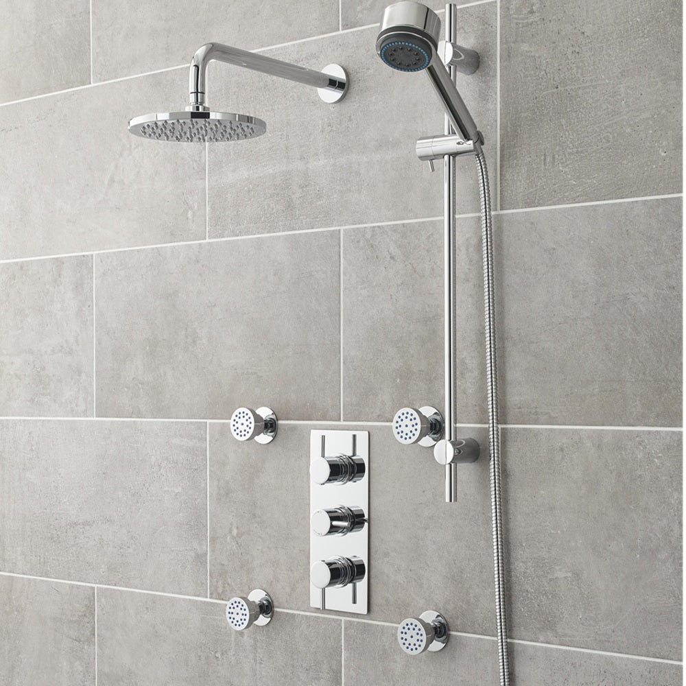 Knurl 2 Outlet Thermostatic Concealed Shower Valve - Chrome