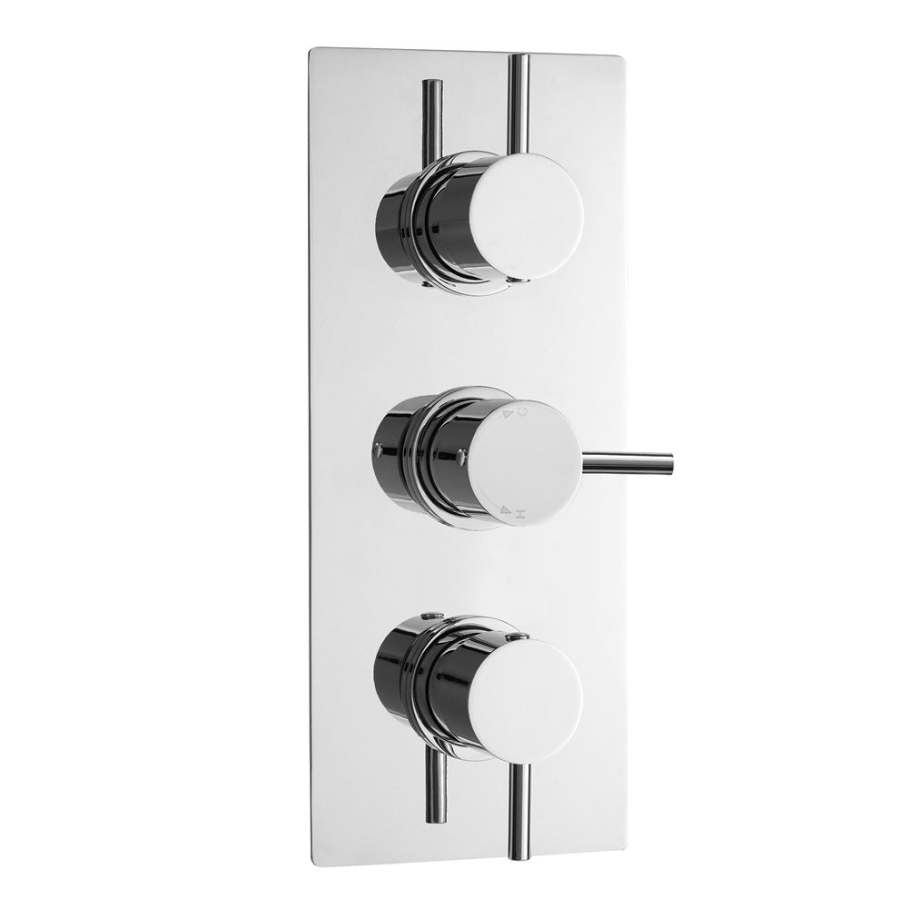 Knurl 3 Outlet Thermostatic Concealed Shower Valve With Diverter - Chrome