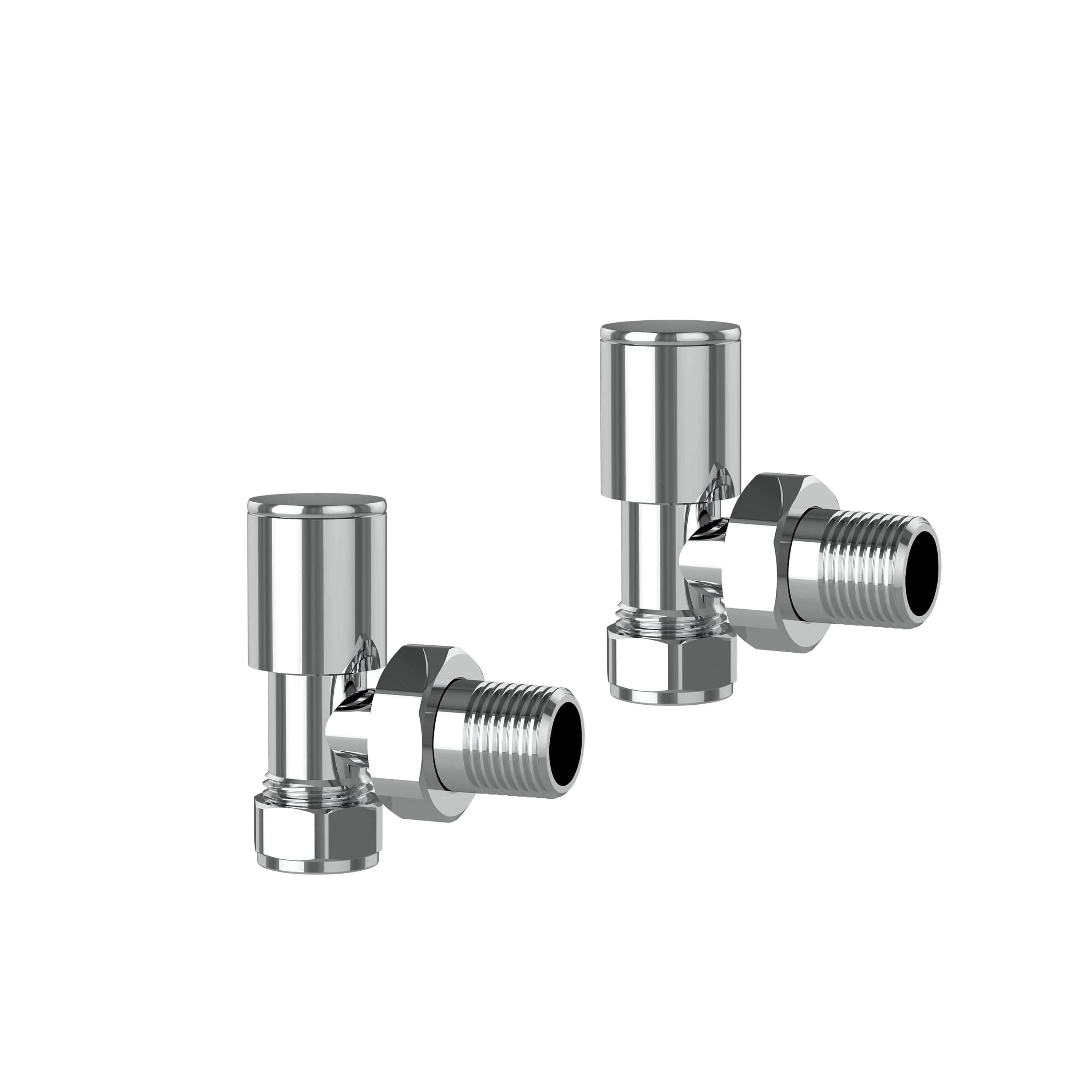iBathUK Eco Round Radiator Valve Pair, Clip-On Install, Anti-Scald Design, Chrome & Matt White, Wall or Floor Mounted, Universal Fit for All Radiators