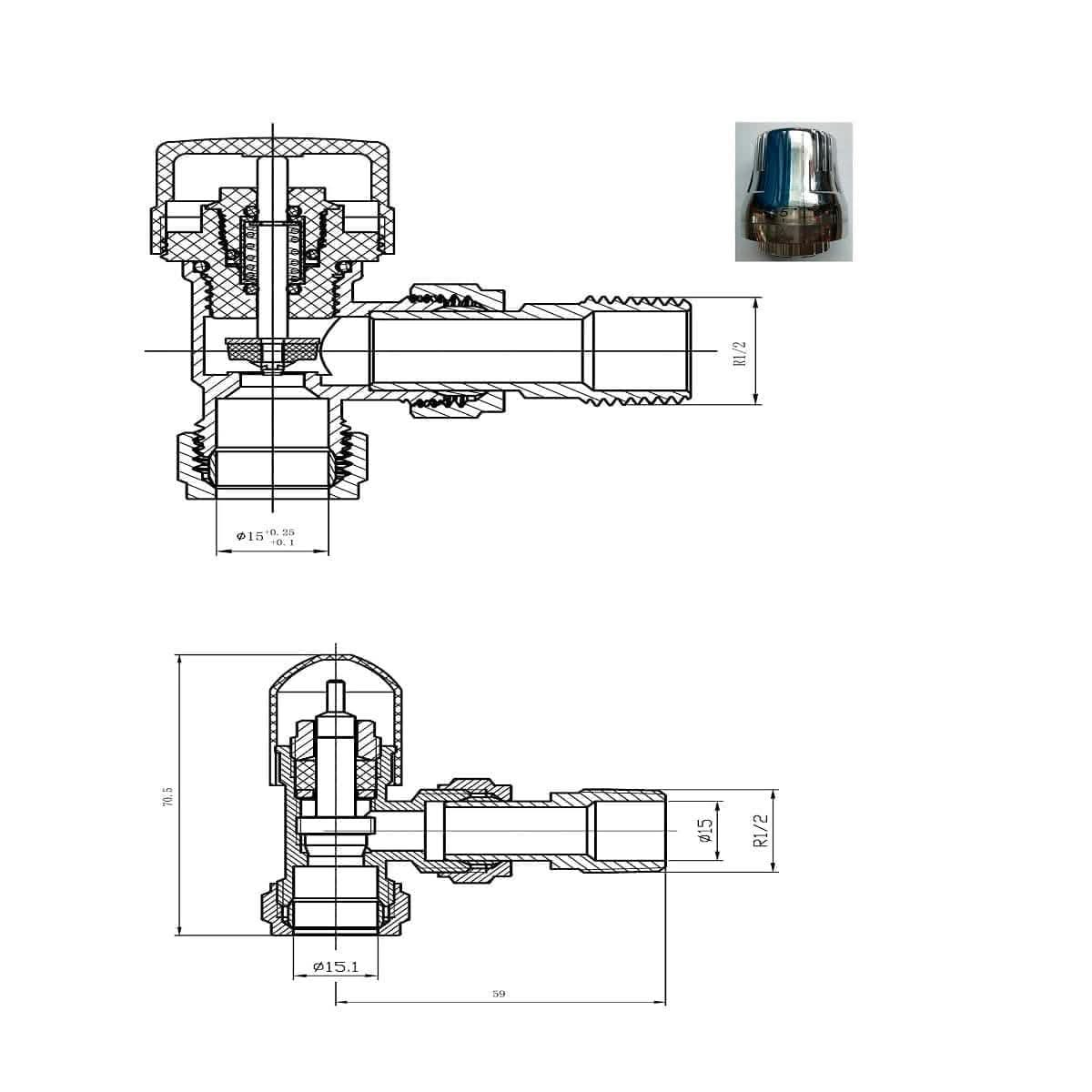 Eco Thermostatic Radiator Valve inc Lockshield Round