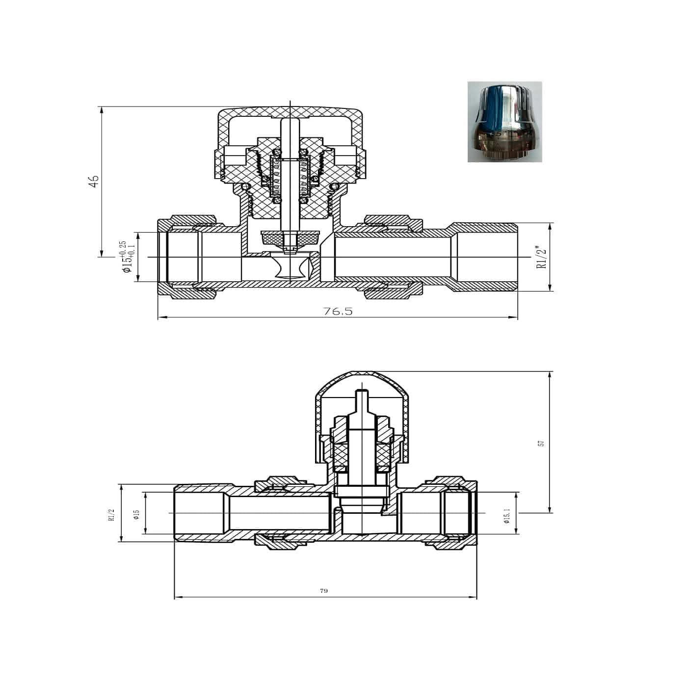 Eco Thermostatic Radiator Valve inc Lockshield Round