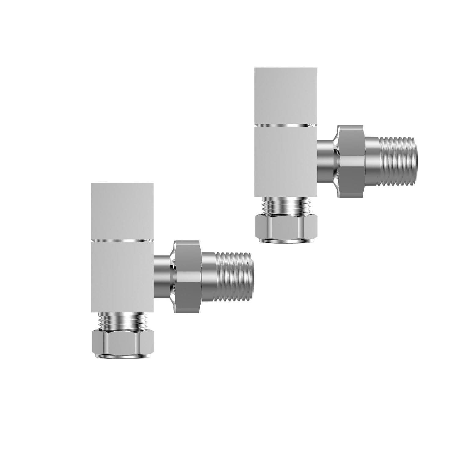 Cube Square Radiator Valve - Pair