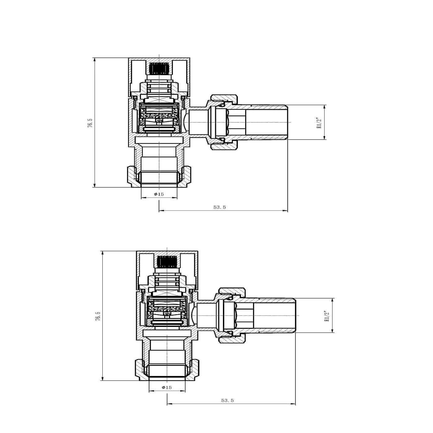 Cube Square Radiator Valve - Pair