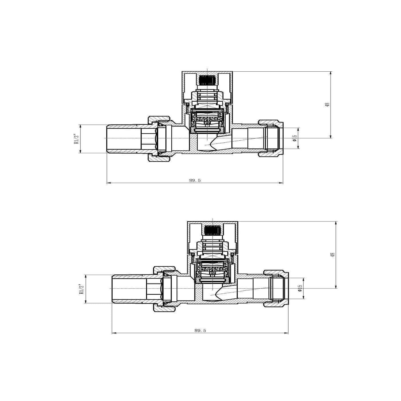 Cube Square Radiator Valve - Pair