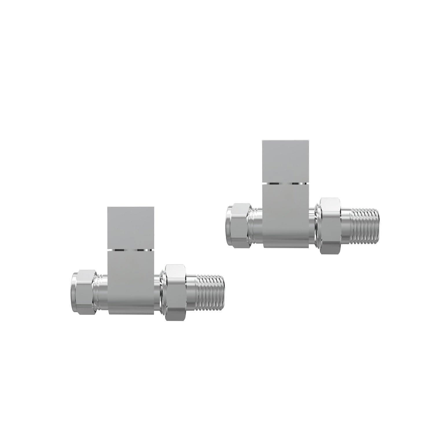 Cube Square Radiator Valve - Pair