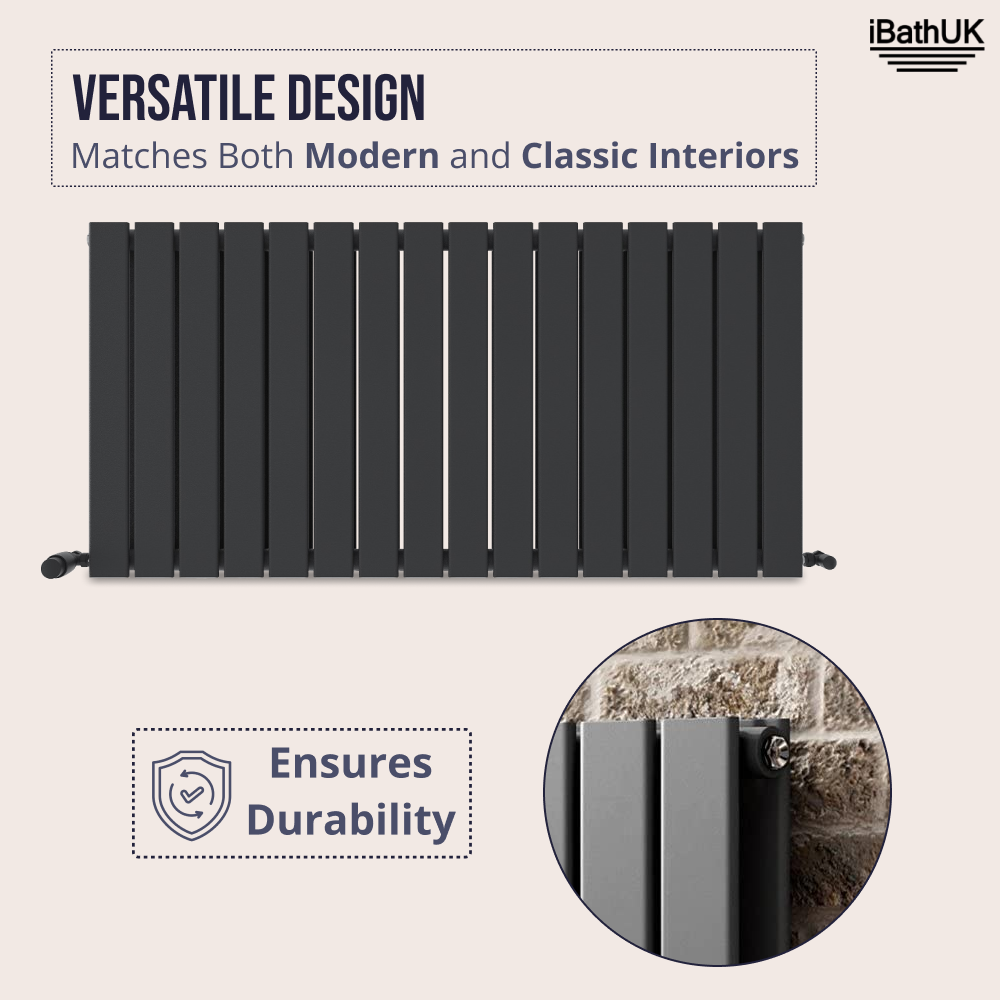 iBathUK Apex Horizontal Double Panel Slim Flat Radiator, Designer Radiator, UK Radiators, Slim Radiators