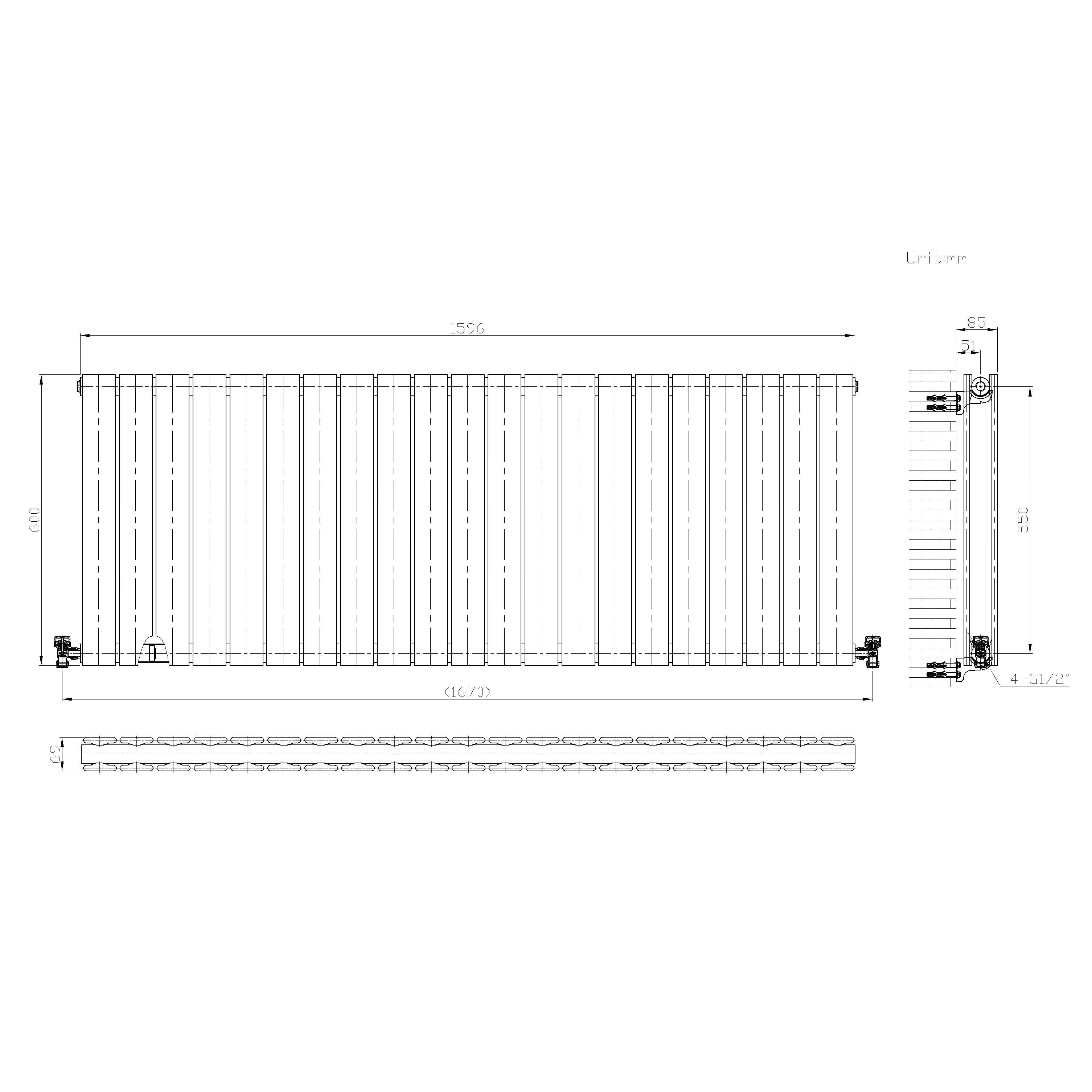 iBathUK Apex Horizontal Double Panel Slim Flat Radiator, Designer Radiator, UK Radiators, Slim Radiators