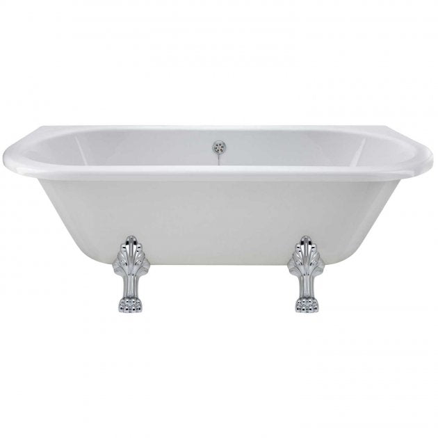 Verano Back to Wall Double Ended Freestanding Bath with Legs - 1700mm x 750mm - White