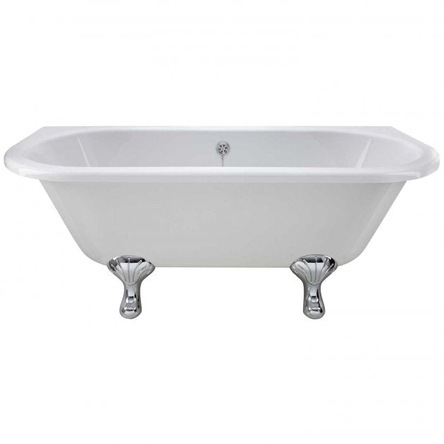 Verano Back to Wall Double Ended Freestanding Bath with Legs - 1700mm x 750mm - White