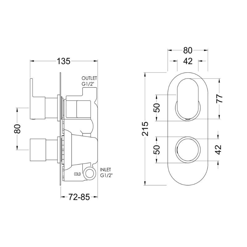 Celcius Curved 1 Outlet Thermostatic Concealed Shower Valve - Chrome