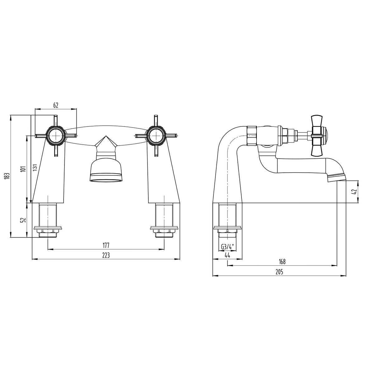 Ripple Traditional Bath Filler Tap