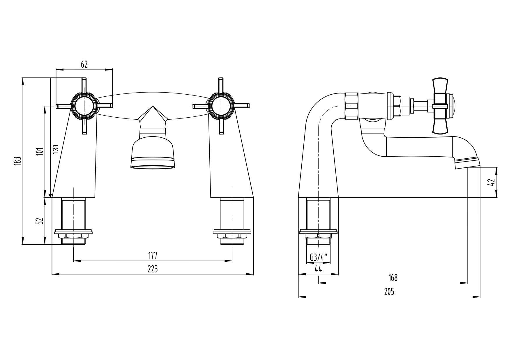 Ripple Traditional Bath Filler Tap