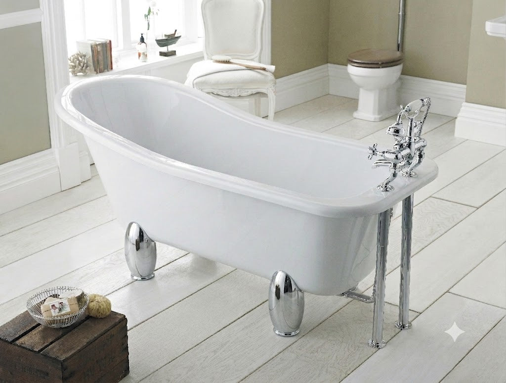 Horizon Freestanding Slipper Bath With Legs - White