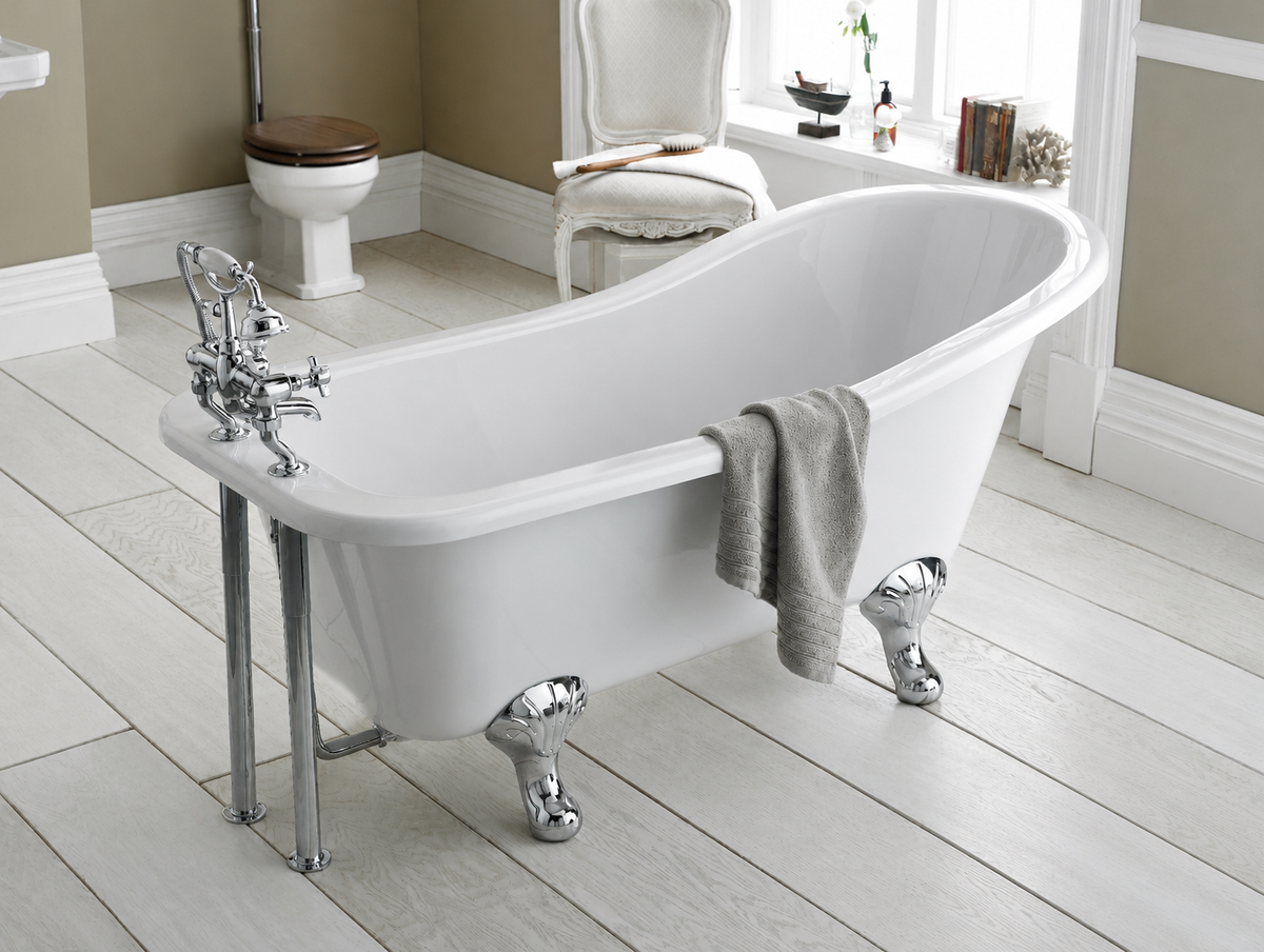 Horizon Freestanding Slipper Bath With Legs - White