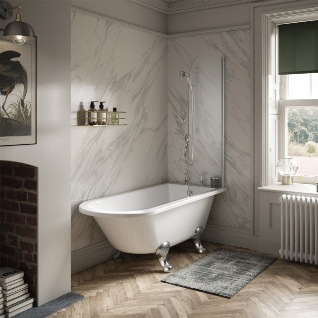 Legacy Single Ended Shower Bath with Legs - White