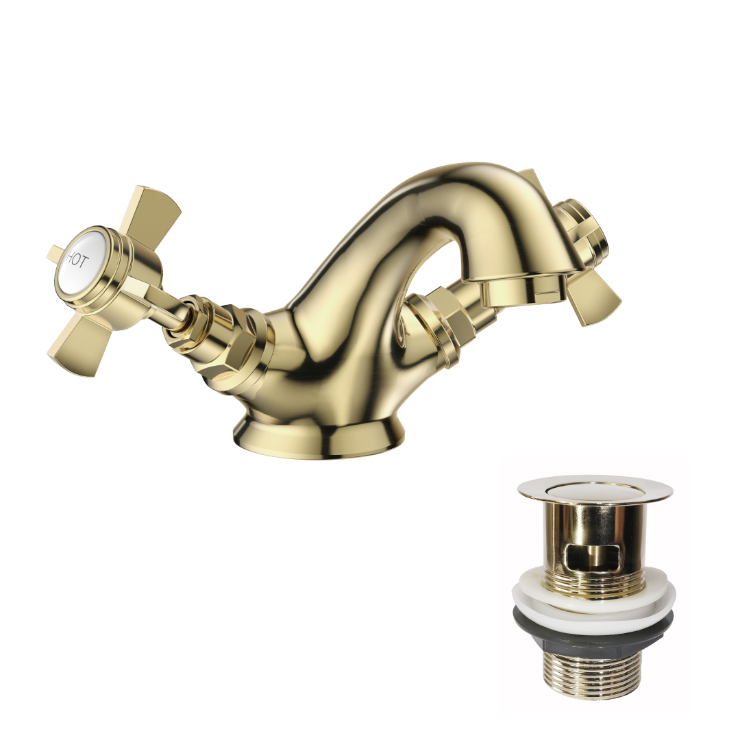 Ripple Basin Mixer Tap with Push Button Waste