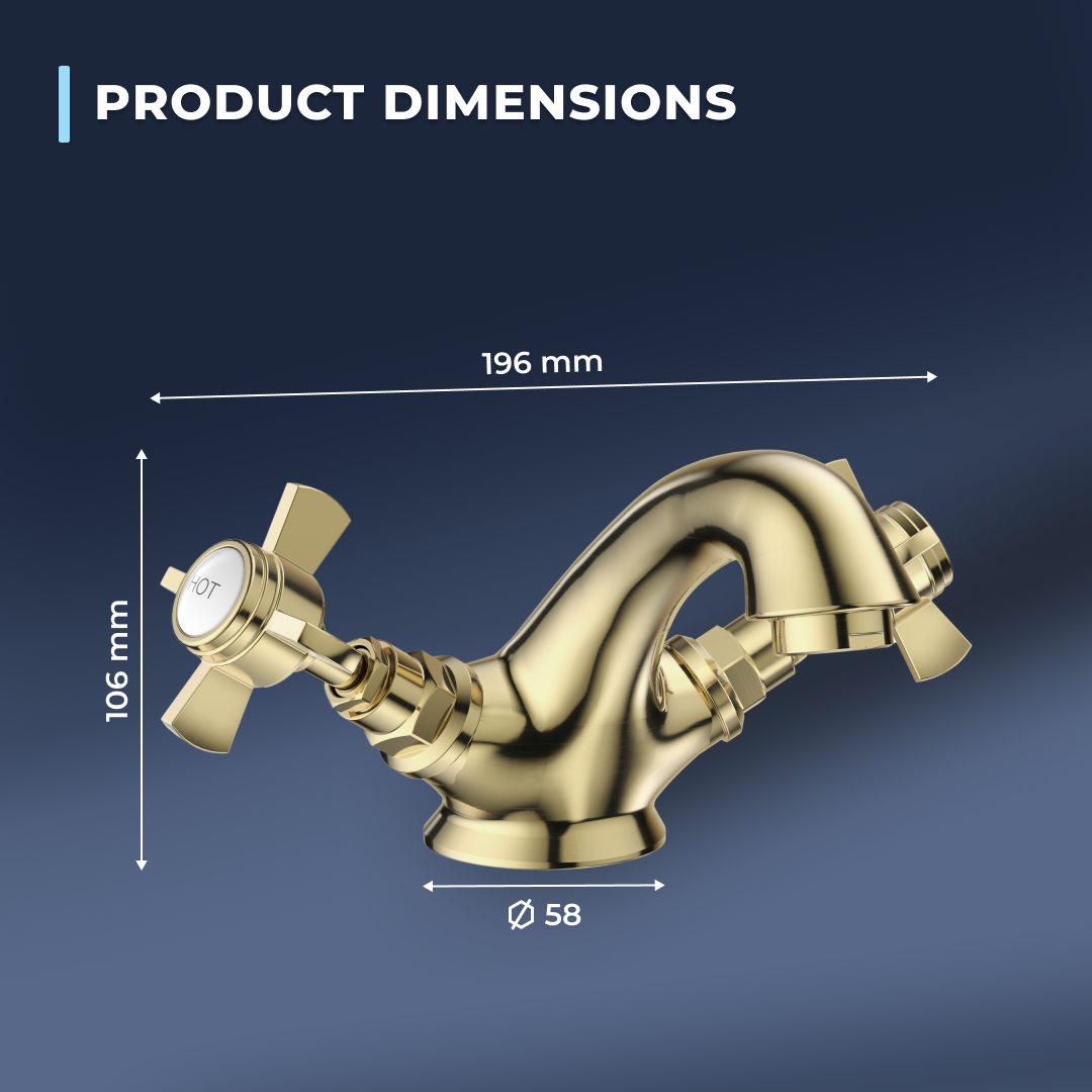 Ripple Mono Basin Mixer Tap with Push Button Waste