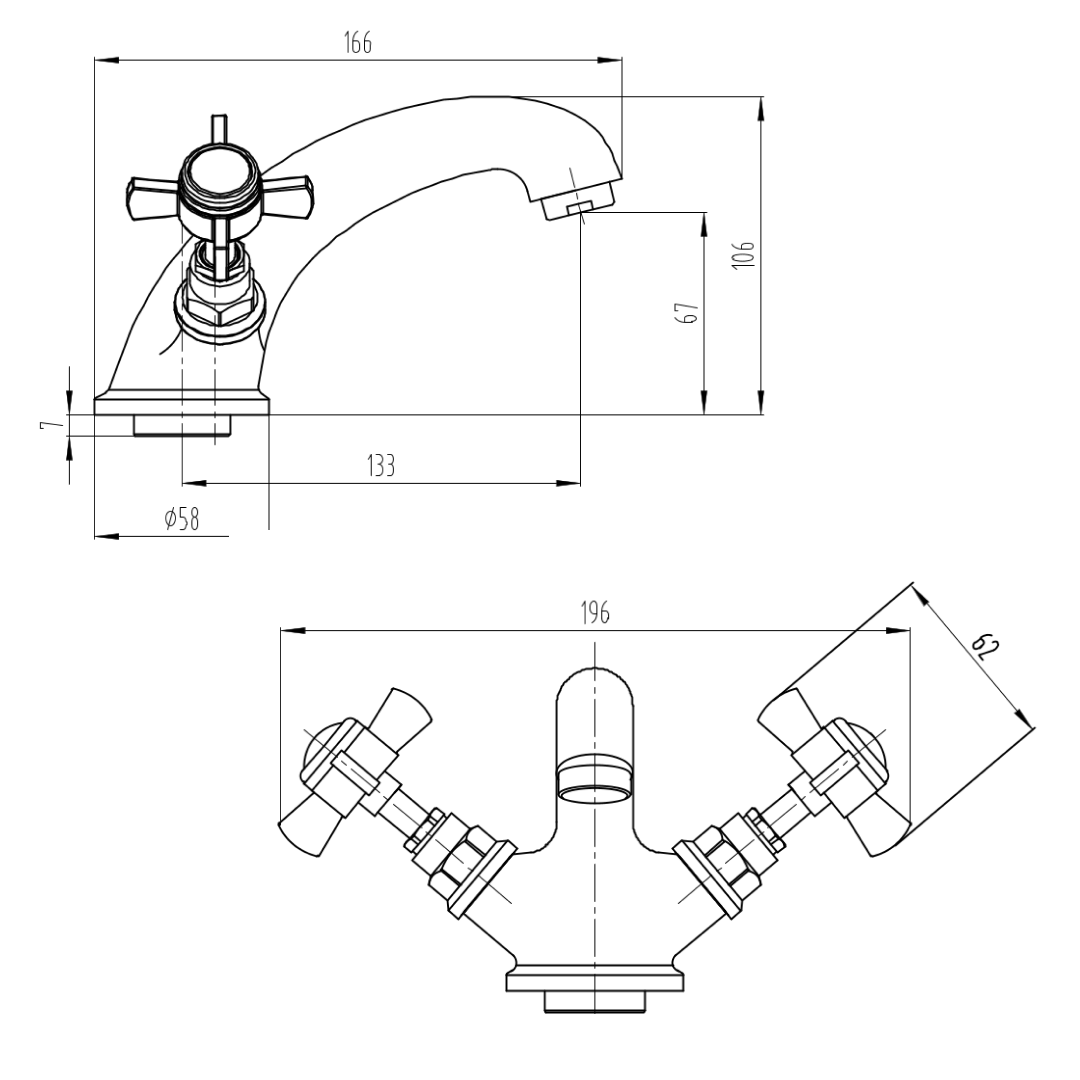 Ripple Basin Mixer Tap with Push Button Waste