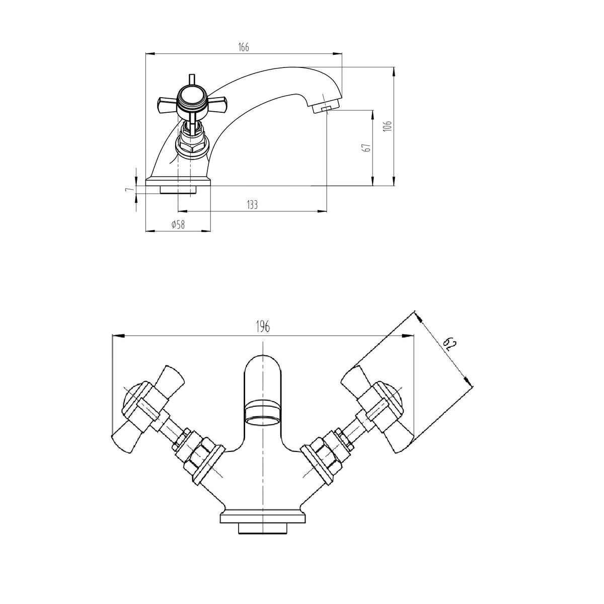 Ripple Basin Mixer Tap with Push Button Waste
