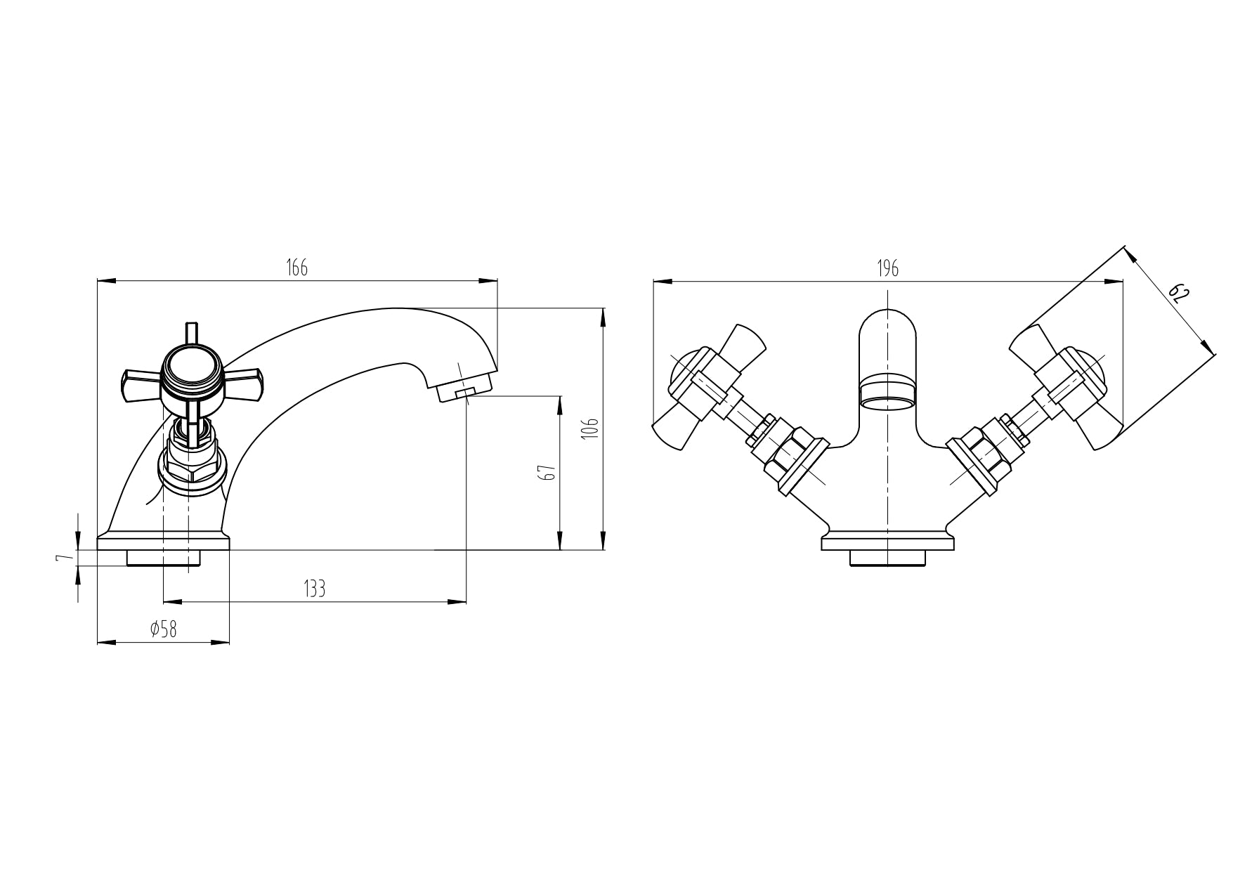 Ripple Basin Mixer Tap with Push Button Waste