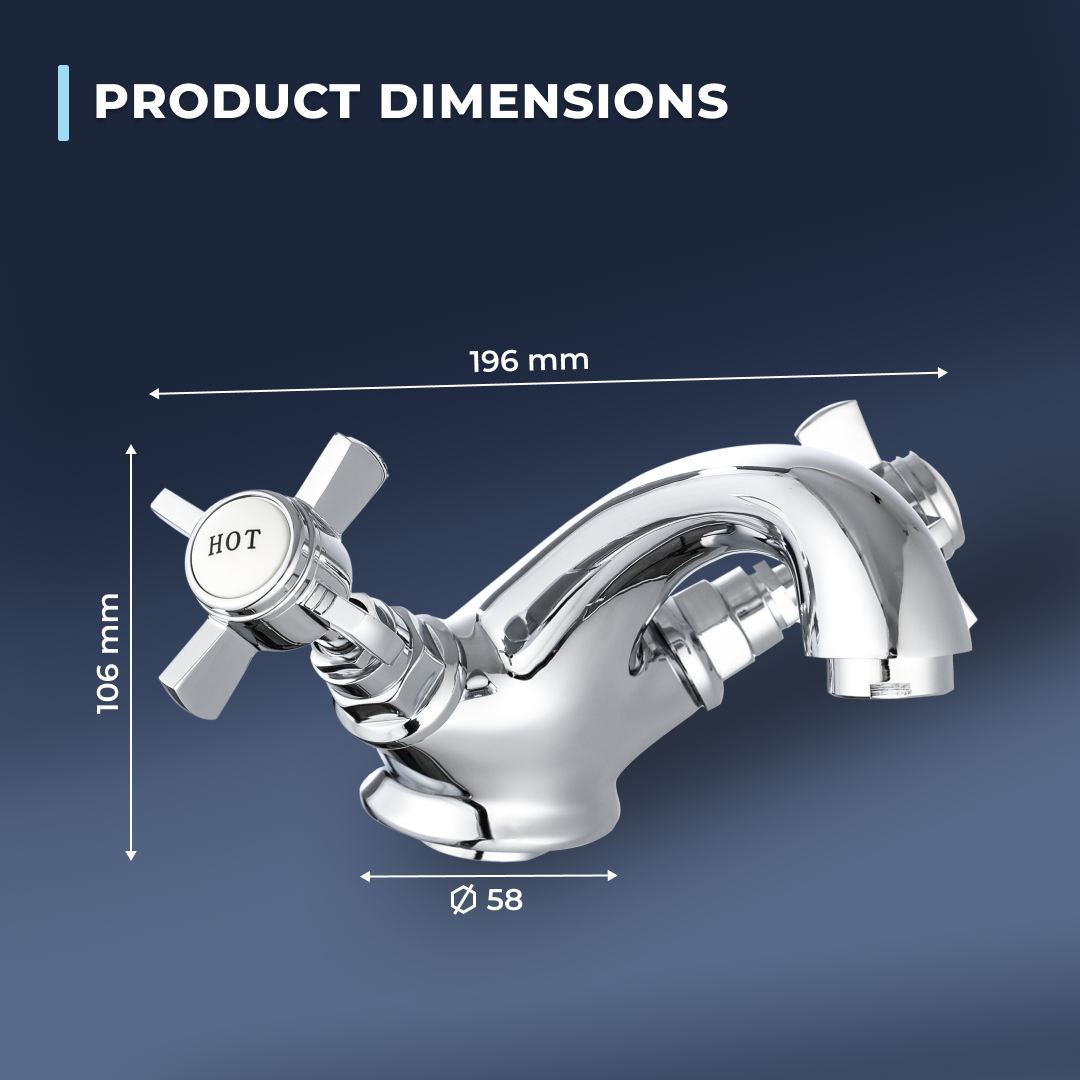 Ripple Mono Basin Mixer Tap with Push Button Waste