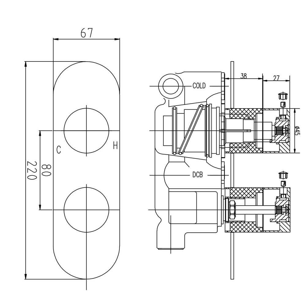 Celcius 1 Outlet Thermostatic Concealed Shower Valve - Chrome