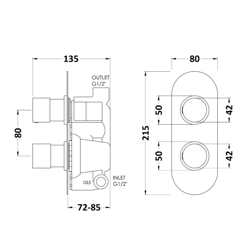 Celcius 1 Outlet Thermostatic Round Concealed Shower Valve - Chrome